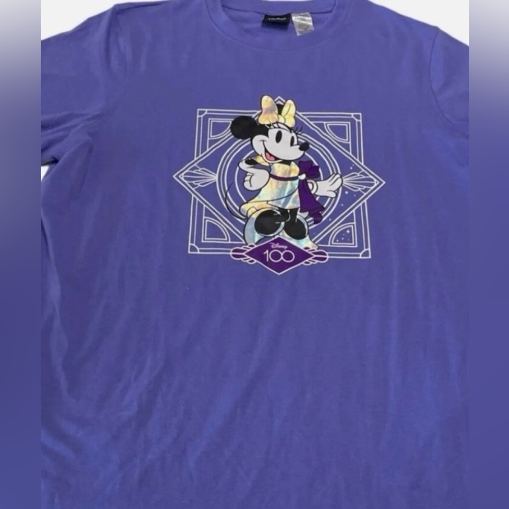 Walt Disney Company 100 Year Celebration T-shirt with Holograph Minnie Mouse 1X - Picture 2 of 7